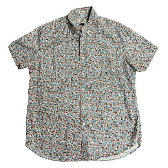 J.Crew Short-sleeve stretch Secret Wash shirt in white floral Size Large - Picture 2 of 8